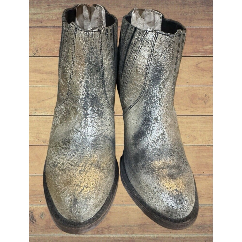 Freebird by Steven Slamanca Leather Ankle Boots Silver Distressed Sz 7 Rare!! - Picture 15 of 16